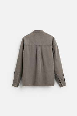 ZARА ДЖИНСОВАЯ РУБАШКА, ТЕМНО-СЕРЫЙ/КОРИЧНЕВЫЙ