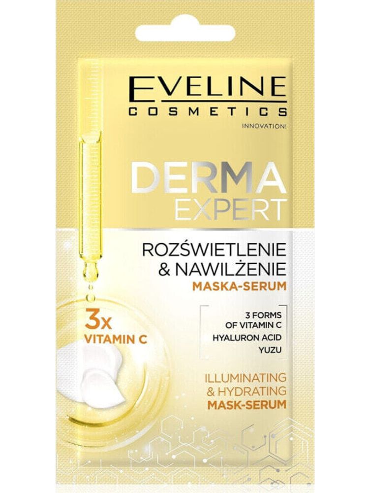 Маски Eveline EVELINE Derma Expert Maska - serum rozświetlenie i nawilżenie 8 ml