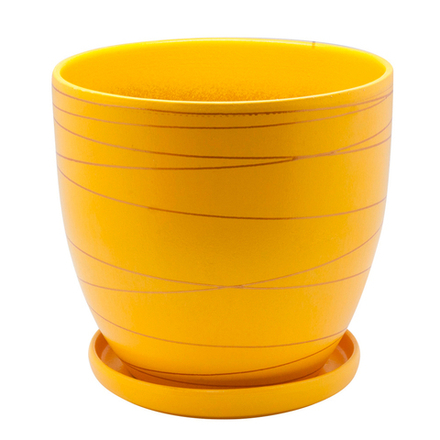Керамический горшок с подставкой, 4,7л., Д210 Ш210 В200, желтый BH-25-3