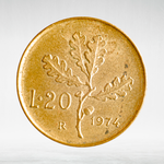 Italy 20 Lire 1974 R "Oak Branch", XF