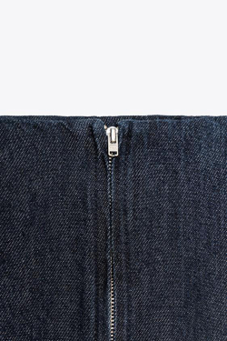 ZARA ДЖИНСОВАЯ ЮБКА-МИДИ ZW COLLECTION, СИНИЙ