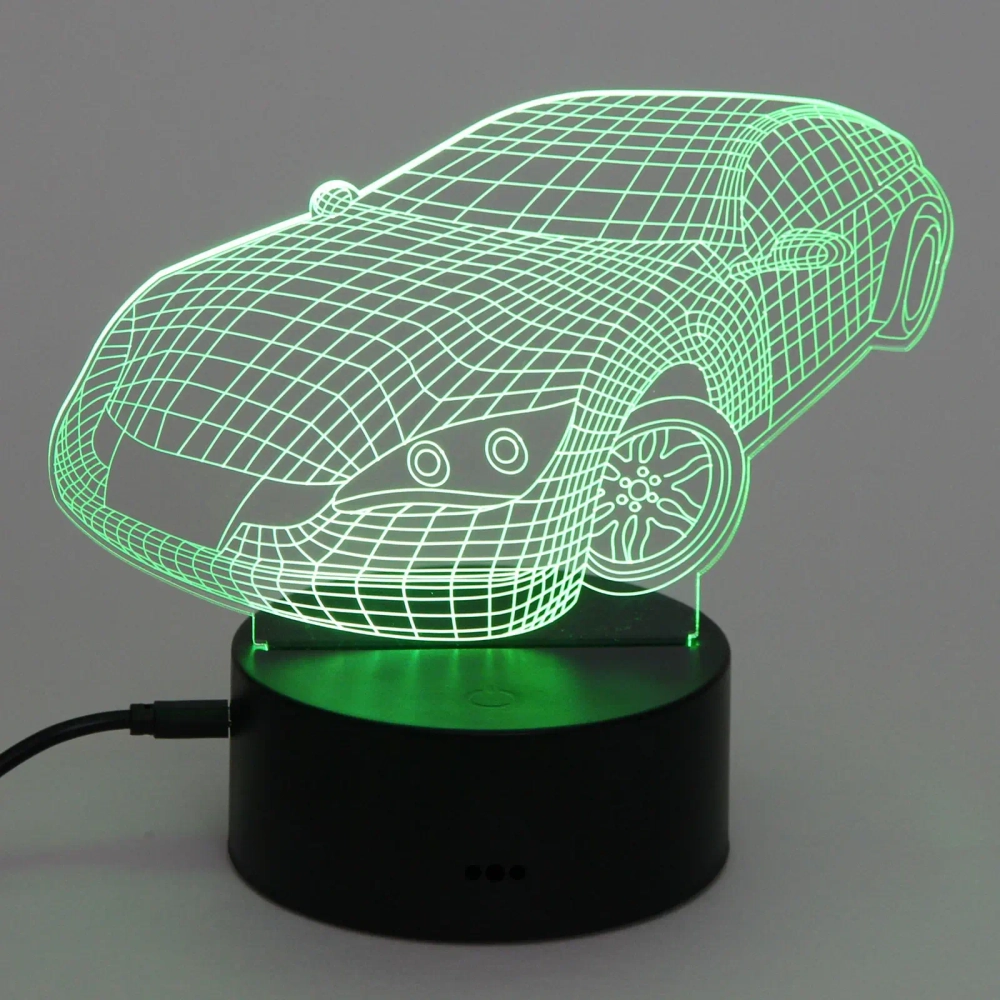 Светильник ночник «3D-Тачка» на пластиковой подставке, с включателем USB