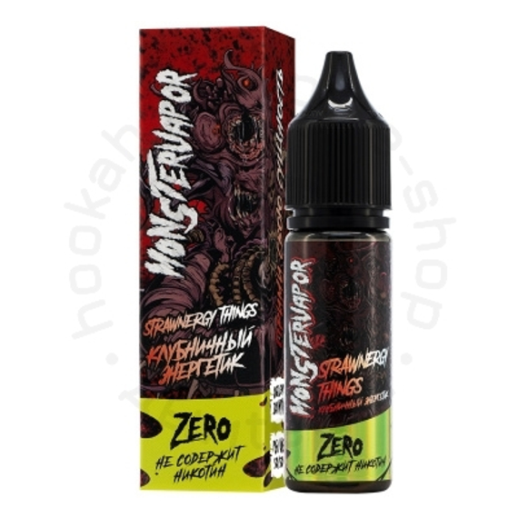 Жидкость MONSTERVAPOR STRAWNERGY THINGS с ароматом клубничного энергетика, 0 мг/см³, 30 мл. ZERO.