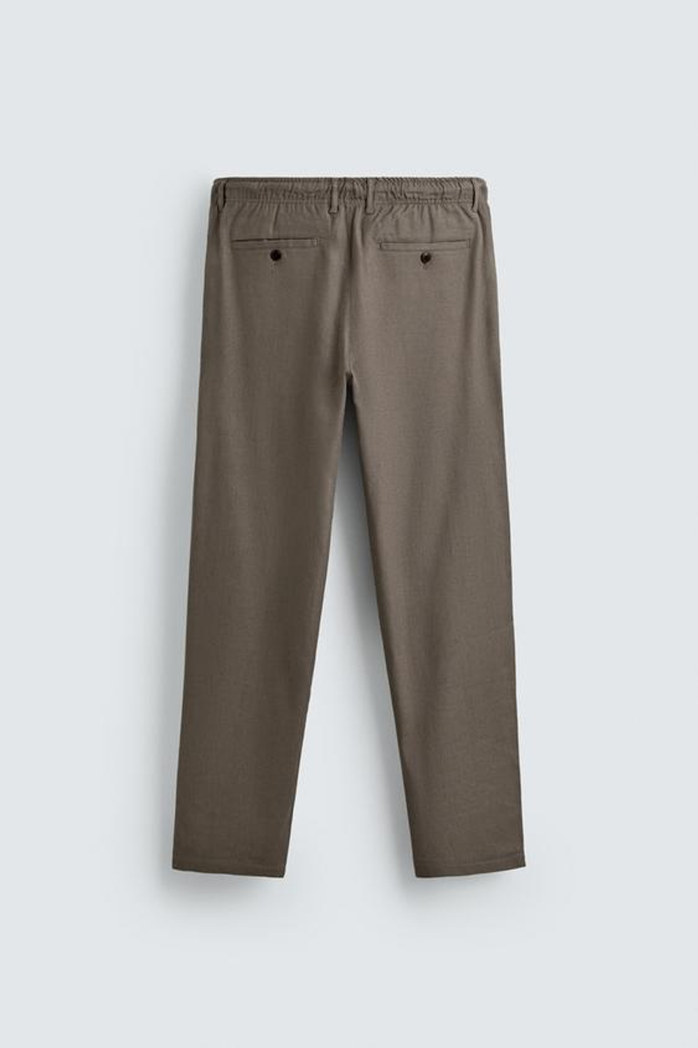 ZARA БРЮКИ RELAXED FIT ИЗ ХЛОПКА И ЛЬНА, СЕРО-КОРИЧНЕВЫЙ