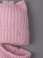 Шапка для девочки осенняя c ушками и снуд
