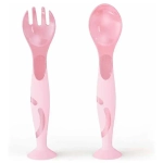 НАБОР: ЛОЖЕЧКА И ВИЛОЧКА НА ПРИСОСЕ (Розовый)