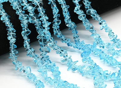 скр7-яг Стекло крошка 7*3мм ярко-голубой, нить 40см