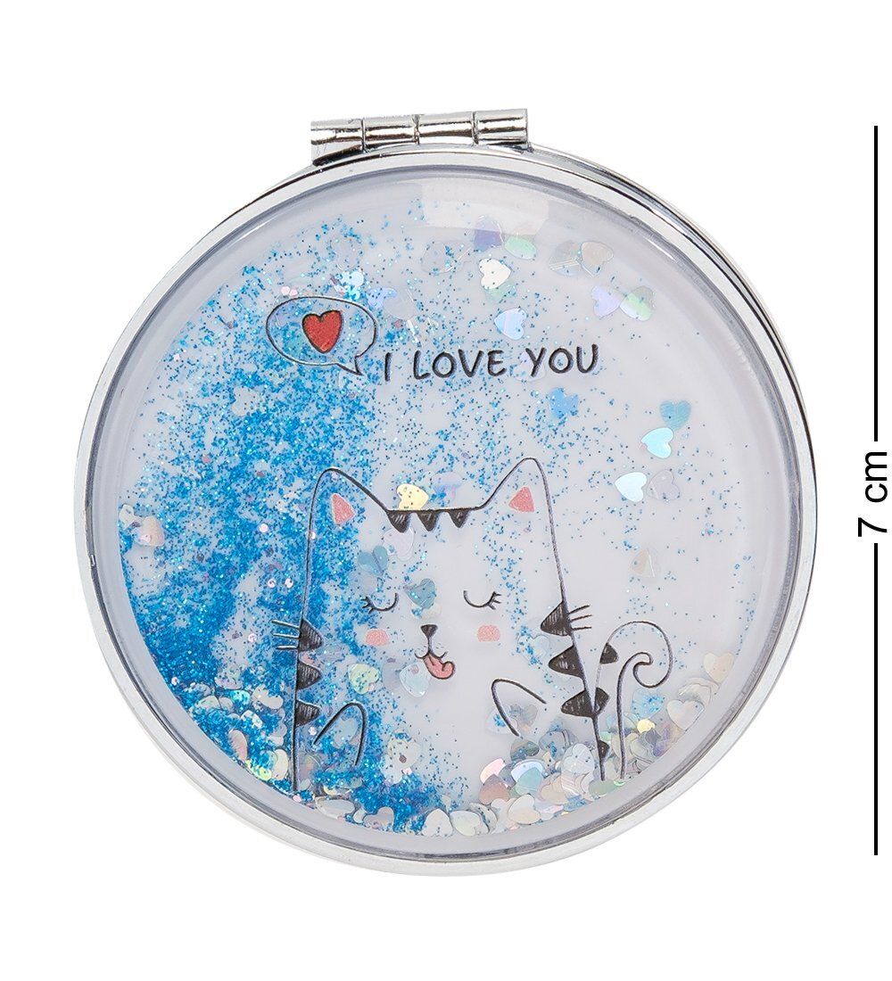 WW-117 Зеркало круглое с плавающими блестками «Милые зверюшки» в асс.