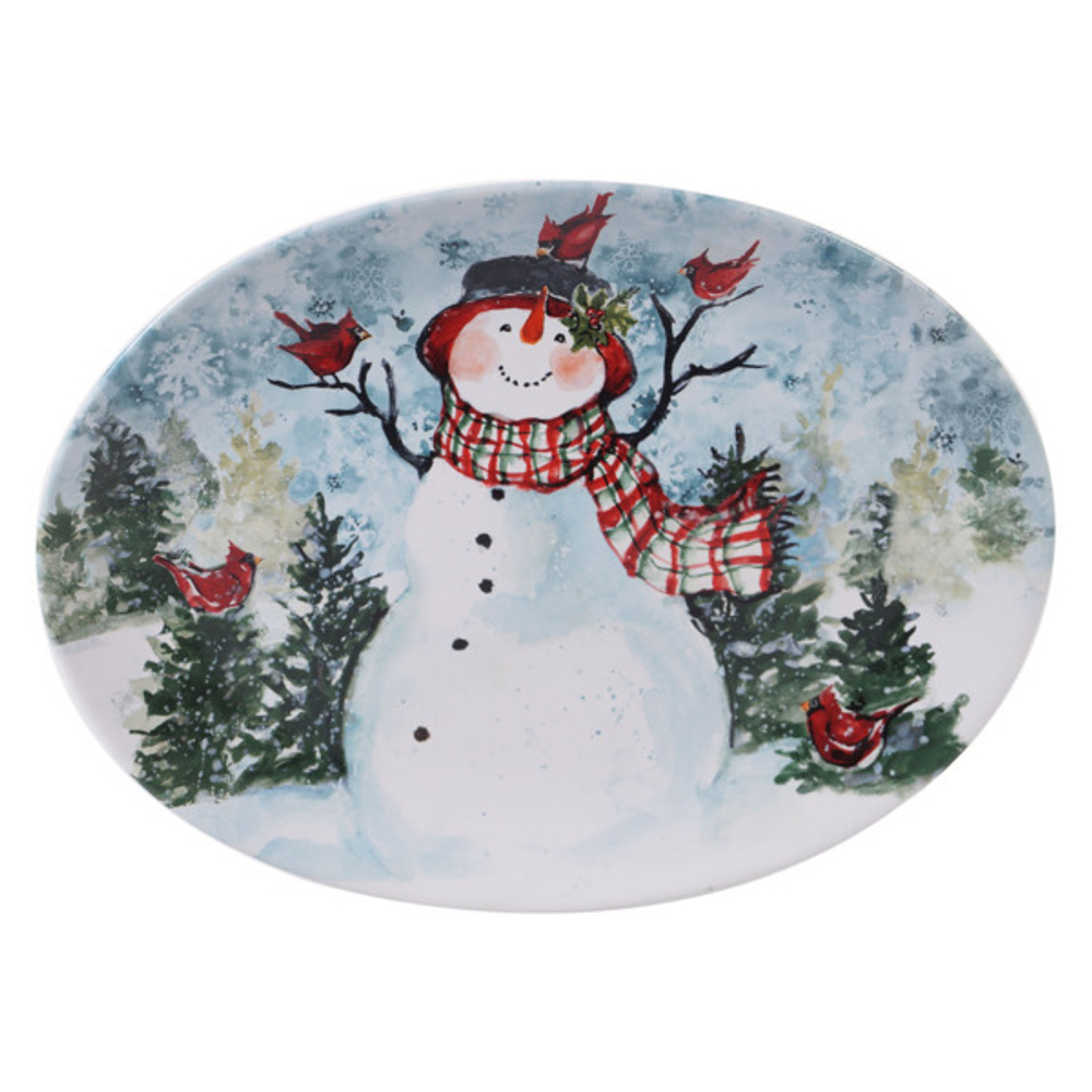 Блюдо овальное Certified Int. Снеговик 41х30см