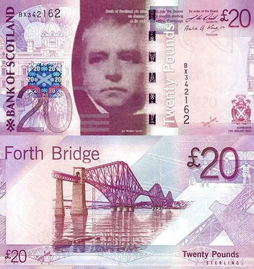 Шотландия 20 фунтов 2007-2009 Форт-Бридж UNC