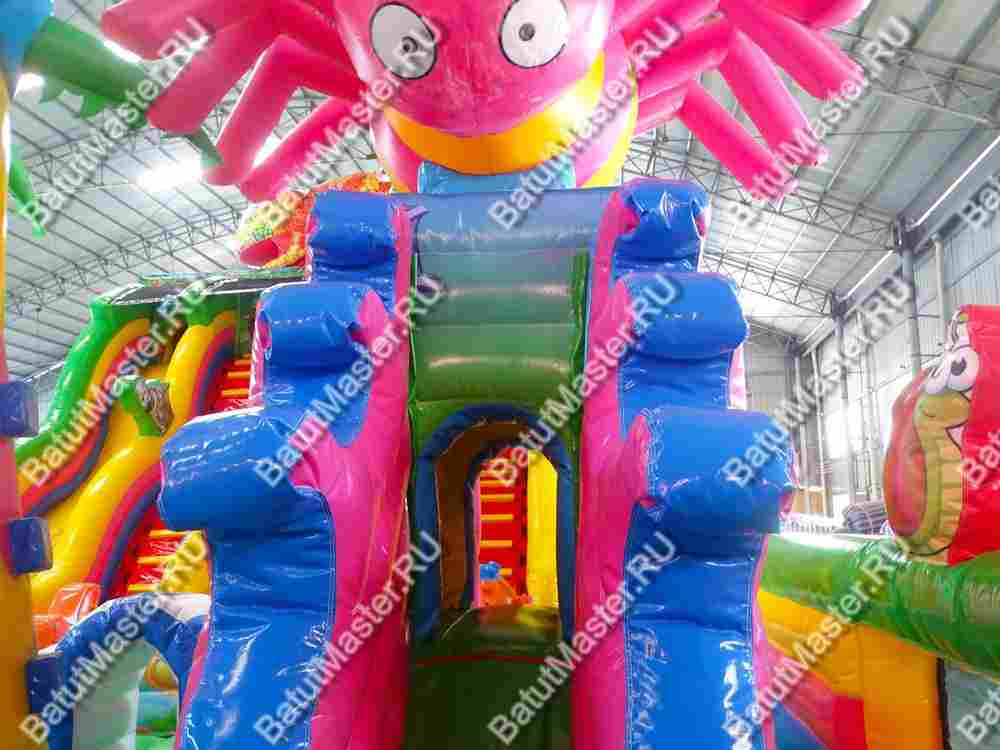 Надувной батут "Хамелеон и динозавры" 17*9*9 м, 2 модуля