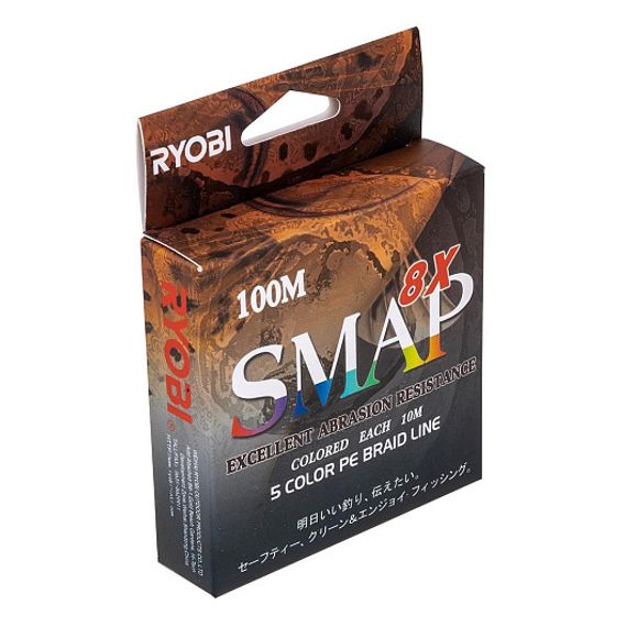 Шнур SMAP PE8X-100M 2.5# Multi Colour 0,26мм Ryobi
