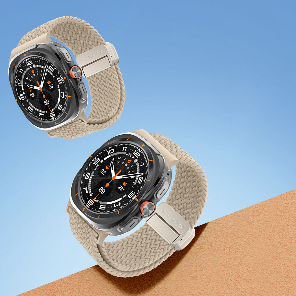 Эластичный ремешок серого цвета (Beige) от Dux Ducis для смарт часов Samsung Watch Ultra 47MM, серия Strap (Mixture Pro Series)