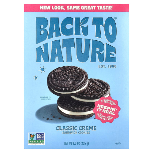 Back to Nature, Сэндвич-печенье, классический крем, 255 г (9 унций)