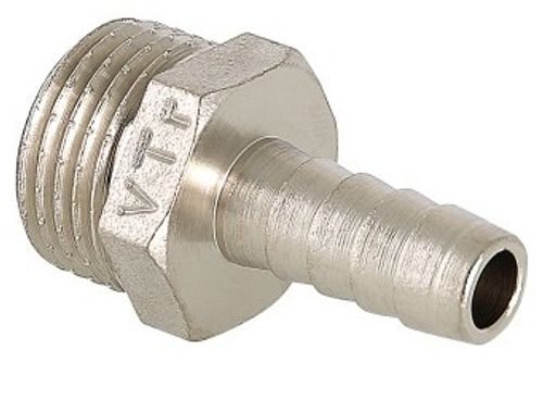 Штуцер для шланга Valtec 3/4" х 20 мм НР с наружной резьбой латунный никелированный VTr.650.N.0520