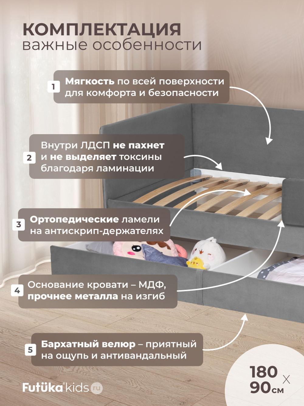 Диван - кровать Simple 180х90 см ткань Микровелюр