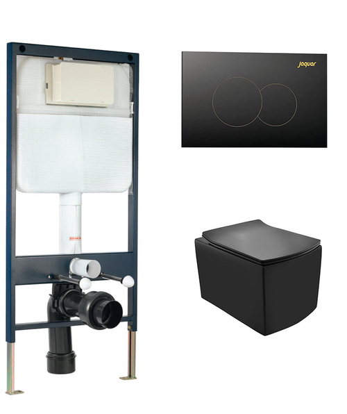 Комплект инсталляции с чёрным унитазом и кнопкой