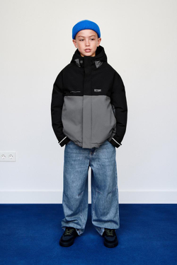 ZARA КУРТКА COLOR BLOCK WATER REPELLENT, ЧЕРНЫЙ