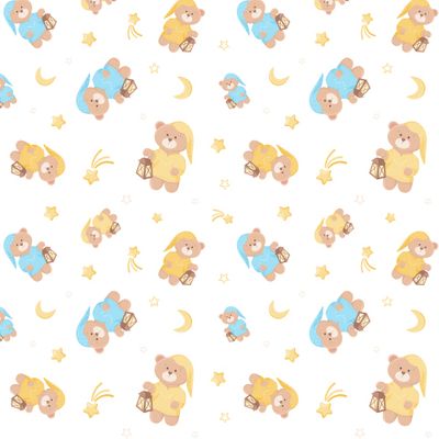 Милый мишка с фонариком и звездами