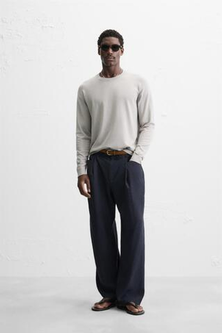 ZARA СВИТЕР ИЗ ВИСКОЗЫ С РЕЛЬЕФНЫМ УЗОРОМ, СВЕТЛО-СЕРЫЙ