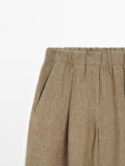 Massimo Dutti Струящиеся брюки из 100% льна, бежевый