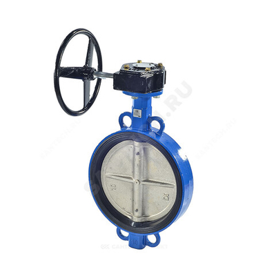 Затвор дисковый поворотный чугун Ду 250 Ру10/16 межфл с редуктором диск чугун манжета EPDM RMCX