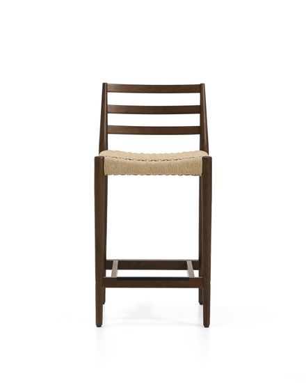 Полубарный стул Analy из массива дуба в отделке орех и веревочным сиденьем 65 см