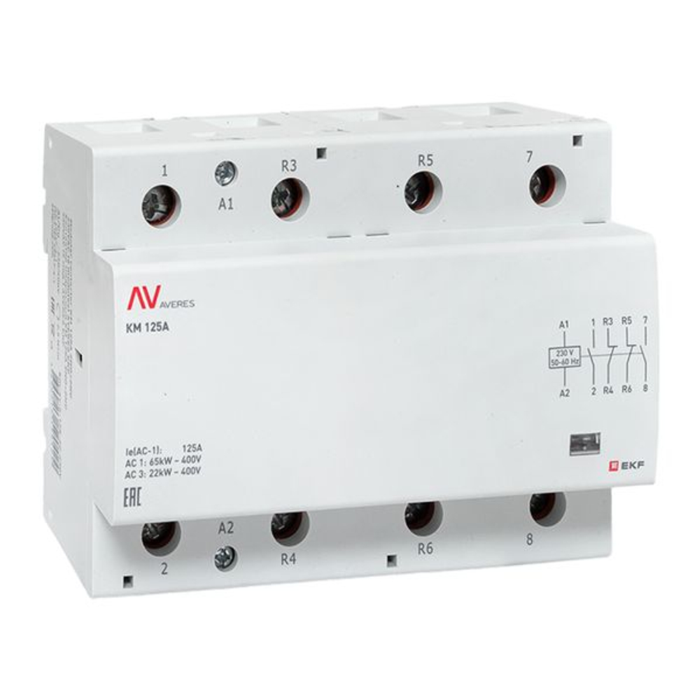 Контактор модульный КМ 125А 2NO+2NC 230В АС (6 мод.) AVERES EKF