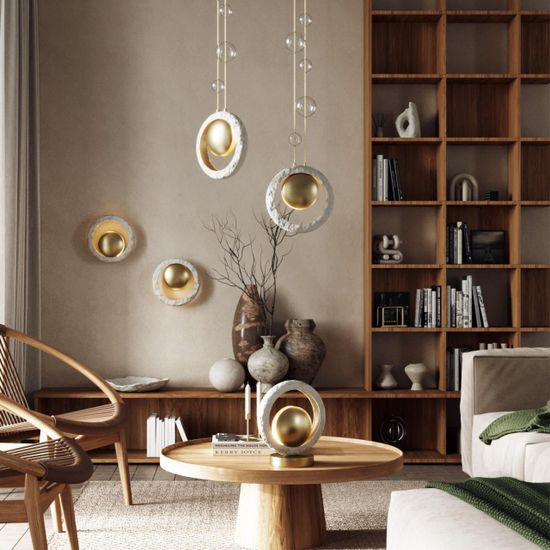 5443/1 HIGHTECH ODL_EX25 037 сатинированн.латунь/беж./металл/полирезин/стекло Подвес 1*G9 LED*6W SATURN