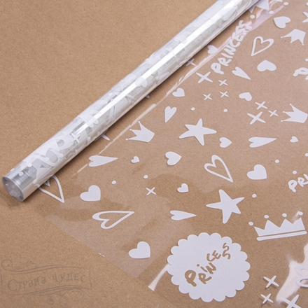 Упаковочная пленка (0,7*7,5 м) Принцесса, Белый, 1 шт.