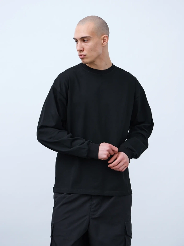 Лонгслив оверсайз (черный) 230 г