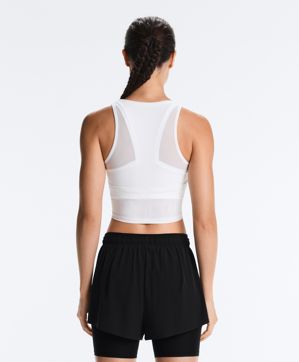 Oysho Майка Compressive с прозрачными деталями, белый