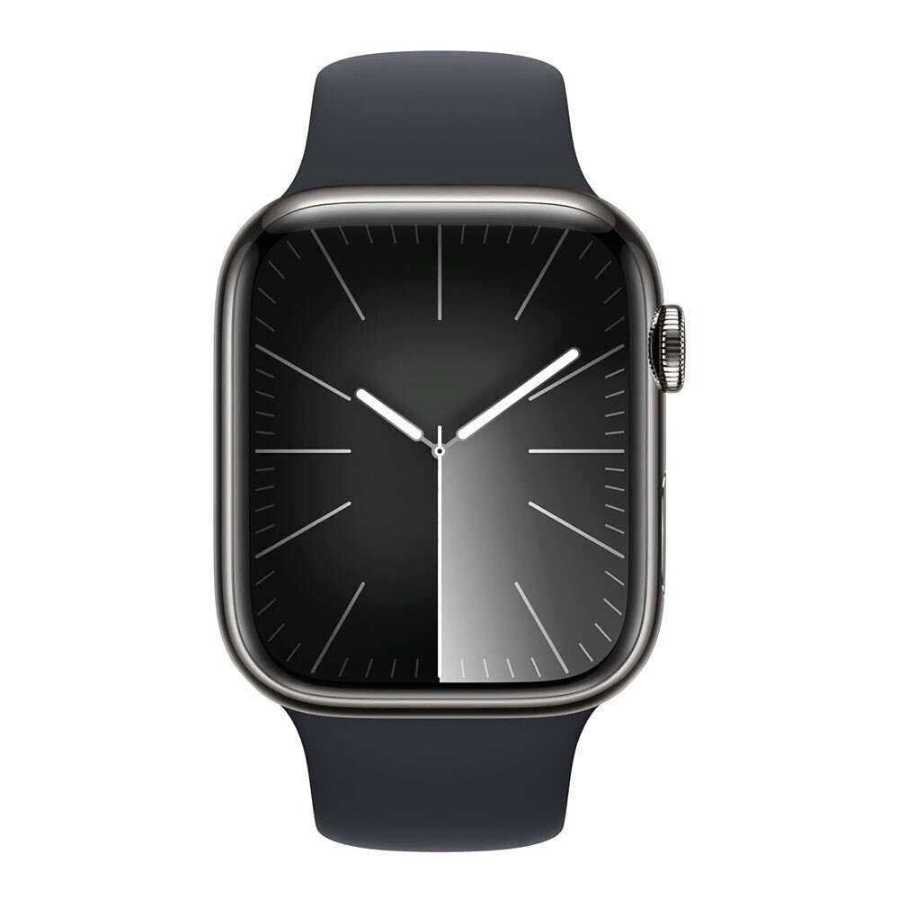 Apple Watch Series 9 41 мм Stainless Steel Graphite with Sport Band Midnight M/L