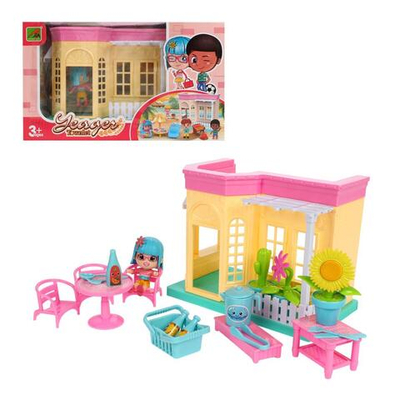 Игрушечный дом для куклы с мебелью и фигурками коробка 6617-1A