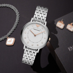 EMPORIO ARMANI Gypsophila Collection Wrist Watch Quartz Movement Stainless Steel Strap White Dial Women"s Watch