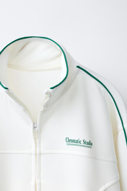 ZARA ТОЛСТОВКА С КОНТРАСТНОЙ ОТДЕЛКОЙ В РУБЧИК И МОЛНИЕЙ, СВЕТЛЫЙ ЭКРЮ