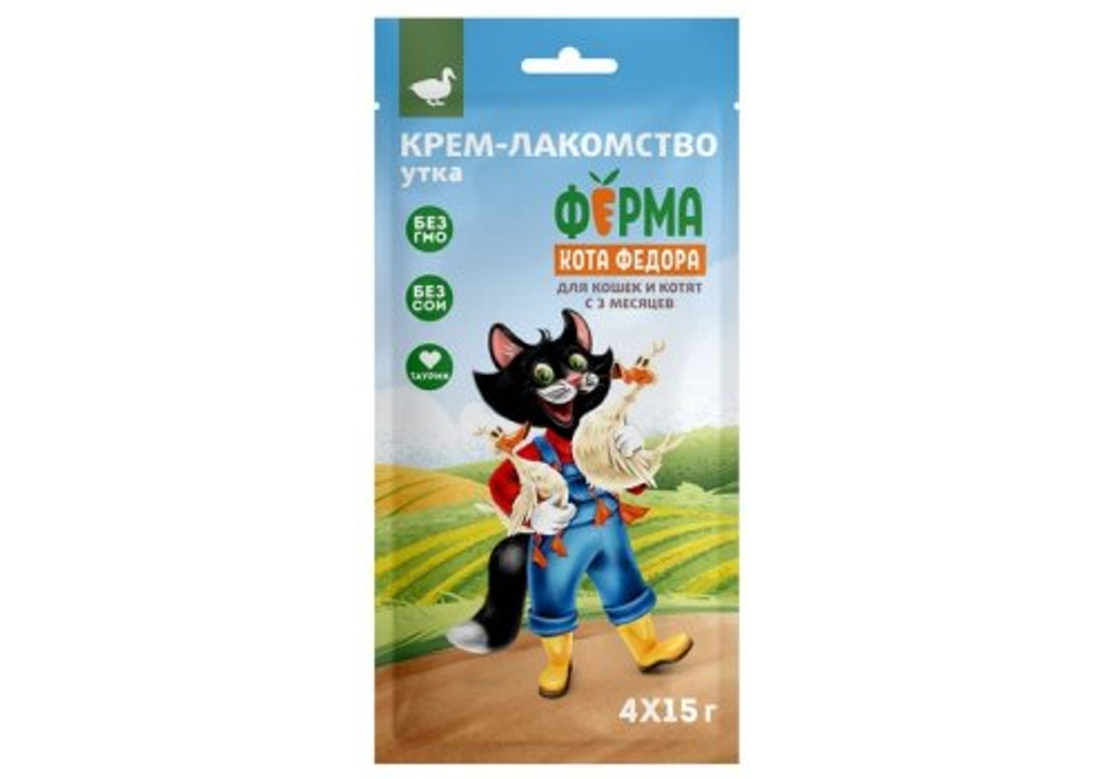 ФЕРМА КОТА ФЁДОРА Крем-лакомство для кошек и котят с уткой 4*0,015 кг