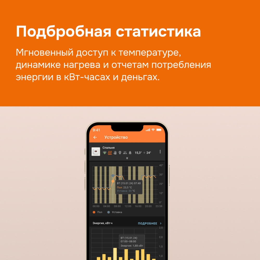 Умный Wi-Fi терморегулятор для теплого пола Welrok az bk