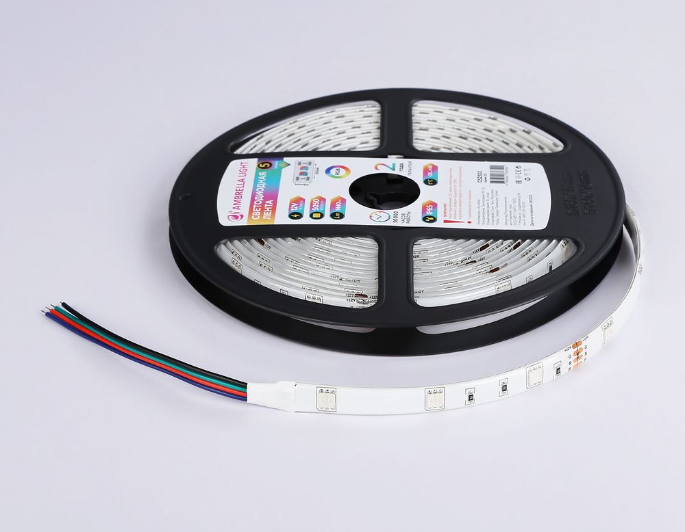 Ambrella Светодиодная лента RGB Ambrella Light GS2301 5050 30Led /7.2W m/ 12V IP65 RGB 5m LED Strip 12V GS2301