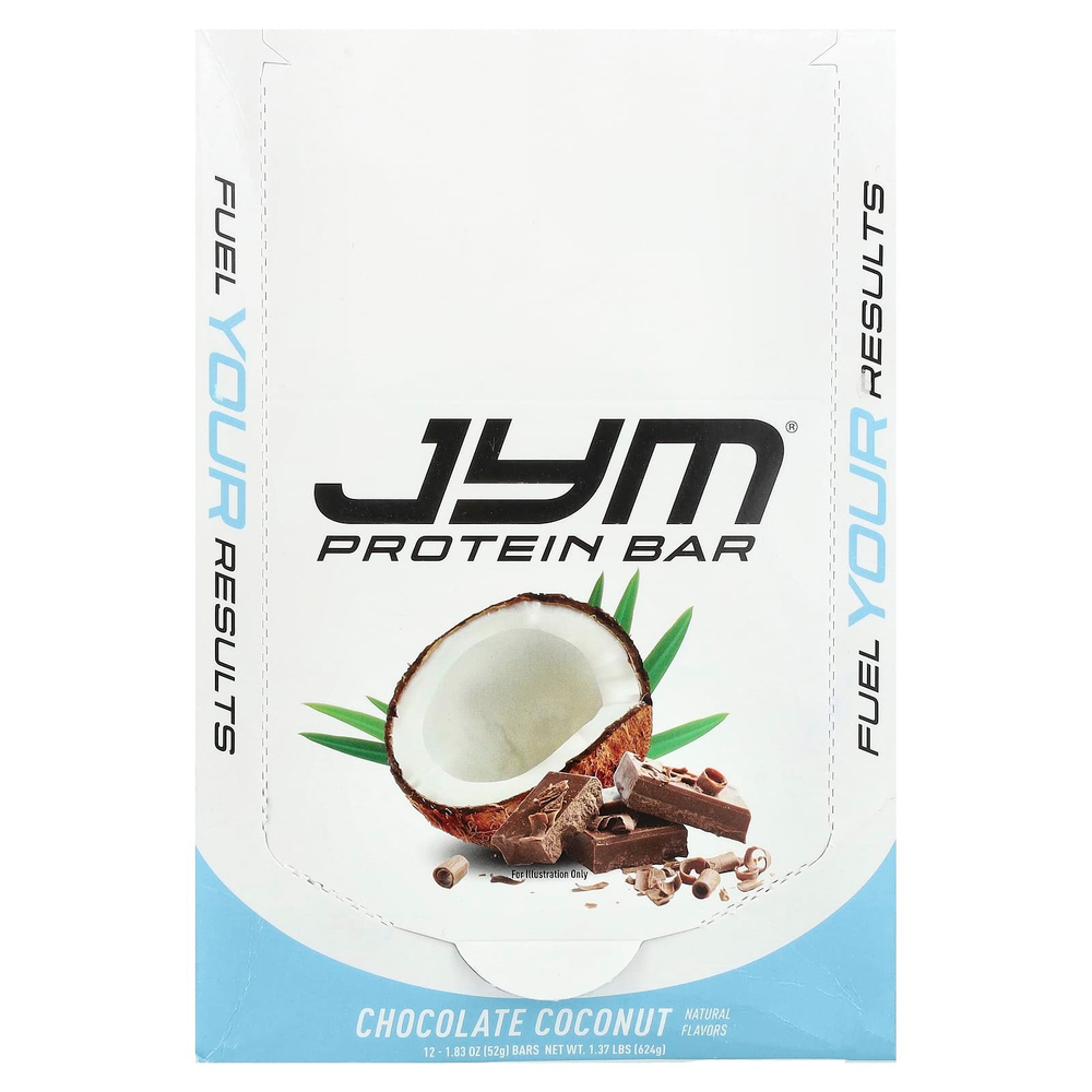 JYM Supplement Science, Протеиновый батончик, шоколад с кокосом, 12 батончиков, 52 г (1,83 унции)
