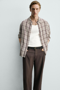 ZARA БРЮКИ STRAIGHT FIT, ШОКОЛАДНЫЙ