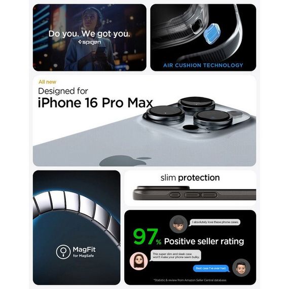 Чехол Spigen Thin Fit для iPhone 16 Pro Max (ACS07979) Gunmetal