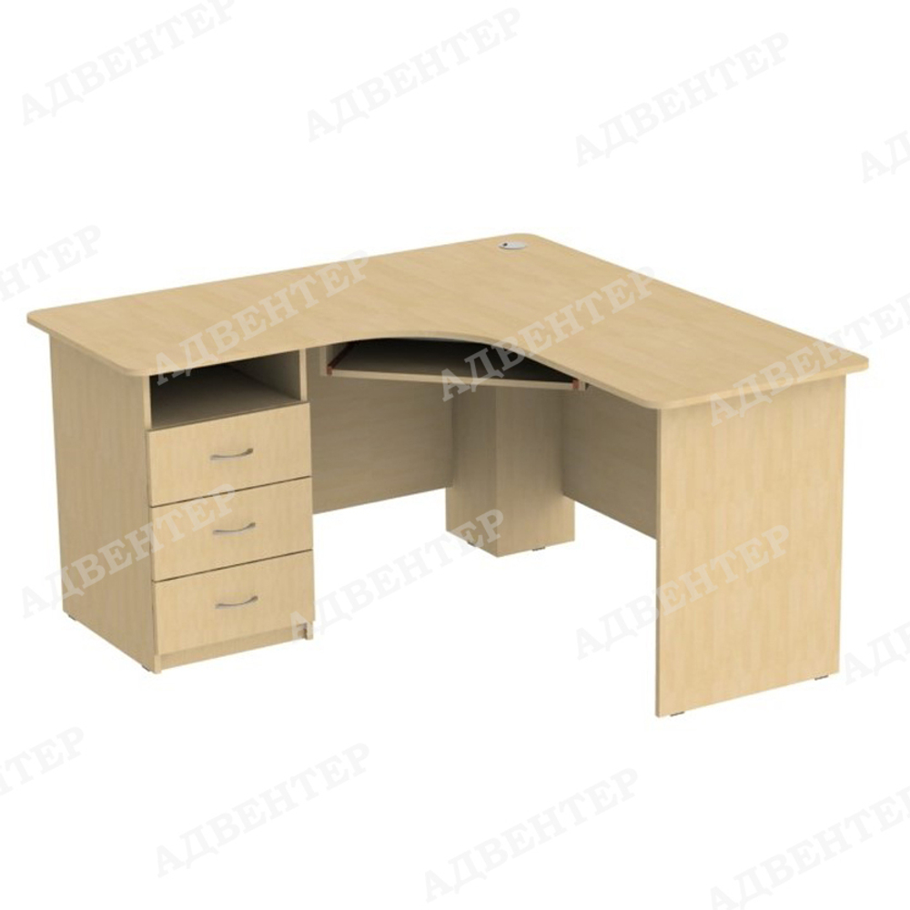 Стол компьютерный угловой 1 (ольха) тумбочка слева