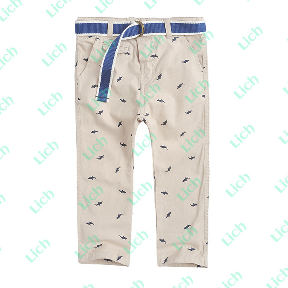 Брюки детские с ремнем и принтами акул