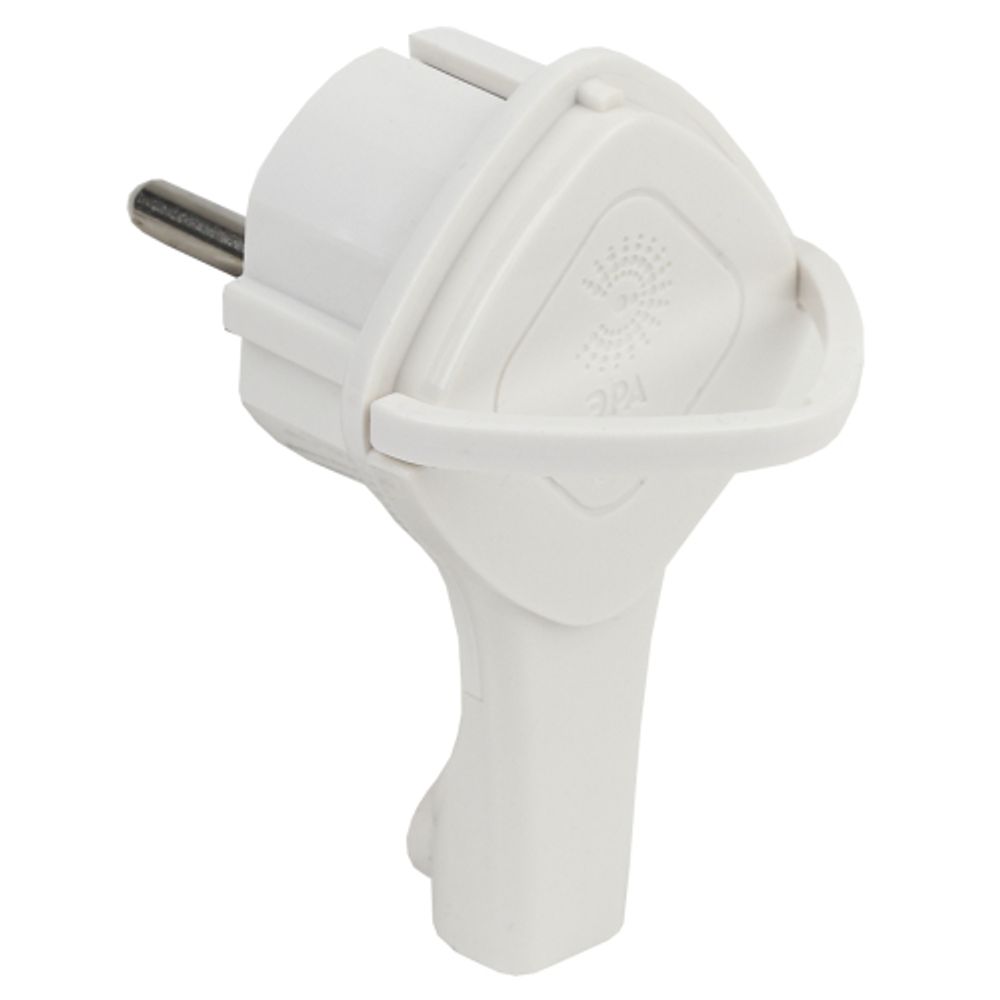 Вилка ЭРА V5(U) ультра плоская c заземлением 16A с кольцом белая | Штепсельные вилки и розетки