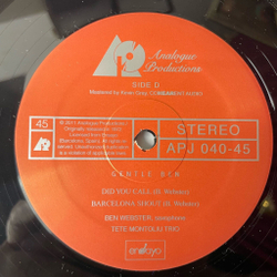 Винтажная виниловая пластинка LP Ben Webster, Tete Montoliu Trio Gentle Ben (USA 2011) Analogue Productions