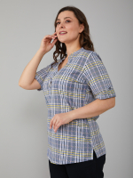 Блузка БЛ-122/синежелтая-клетка