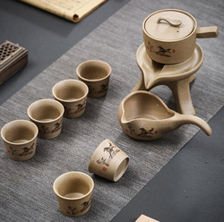 278204 Сервиз ВОДЯНАЯ МЕЛЬНИЦА "Бежевый" гайвань 150мл, сливник, 6 пиал, керамика