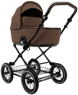 Детская коляска Roan Bass Next Classic d12 2.0 3 в 1 с автокреслом Tutis Elo Lux EduSky Black BNC/81/2 Mocha Mousse/Black/руч.Cappuccino