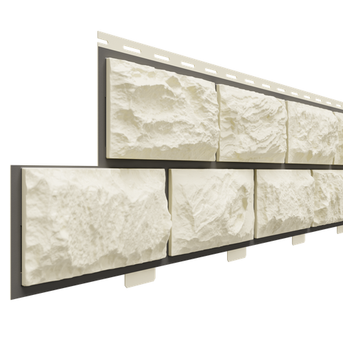 Фасадные панели (Цокольный Сайдинг) Доломит Альпийский Прокрашенный Слоновая кость